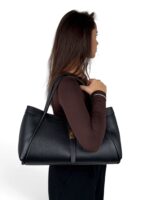 Torebka damska skórzana A4 klasyczny kuferek Made in Italy LADUELLA czarna - obrazek 11