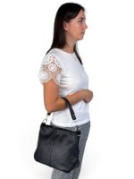 Torebka damska skórzana Hobo listonoszka LADUELLA Made in Italy czarna - obrazek 8