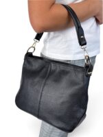 Torebka damska skórzana Hobo listonoszka LADUELLA Made in Italy czarna - obrazek 9
