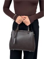 Torebka damska kuferek ze skóry naturalnej LADUELLA brązowa ciemny brąz - obrazek 12