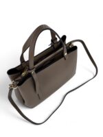 Torebka damska kuferek ze skóry naturalnej LADUELLA Made in Italy taupe - obrazek 7