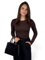 Torebka damska skórzana kuferek zamszowy LADUELLA Made in Italy czarna - obrazek 12