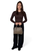 Torebka damska kuferek ze skóry naturalnej LADUELLA Made in Italy taupe - obrazek 10