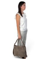 Torebka damska 2w1 plecak z zamszu naturalnego LADUELLA beżowa taupe - obrazek 6