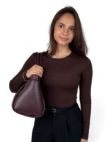 Torebka damska ze skóry naturalnej A4 elegancka włoska LADUELLA bordowa - obrazek 12