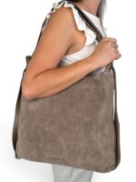 Torebka damska 2w1 plecak z zamszu naturalnego LADUELLA beżowa taupe - obrazek 8