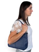 Torebka damska skórzana listonoszka LADUELLA włoska niebieska jeansowa - obrazek 9